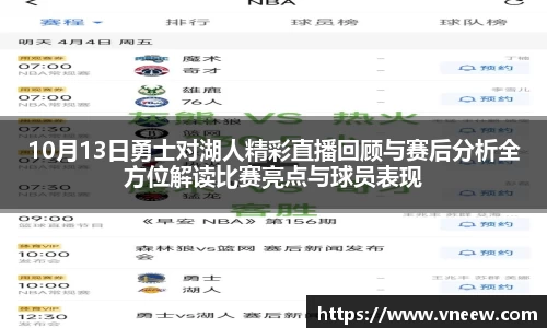 10月13日勇士对湖人精彩直播回顾与赛后分析全方位解读比赛亮点与球员表现